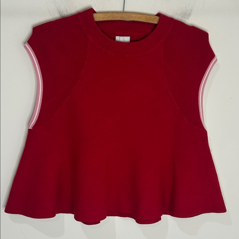 ANTHROPOLOGIE Maeve Knit Muscle Peplum Tank Top Red Size Small - Picture 16 of 16